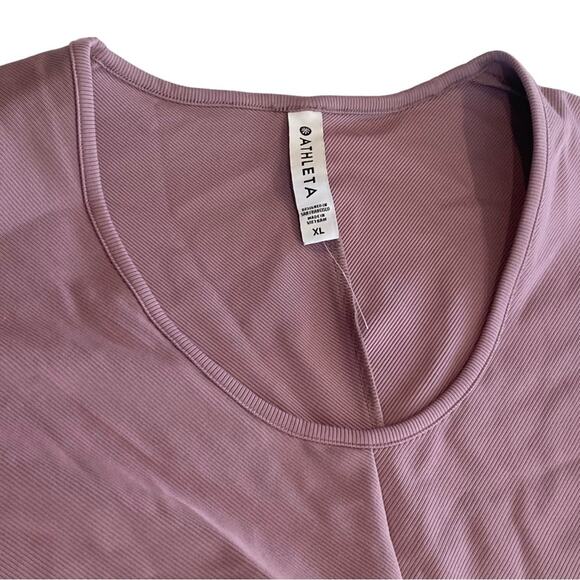 Athleta NWOT Bayview Tee Cap Sleeve Womens XL Faux Wrap Ribbed Stretch Top - Picture 2 of 5